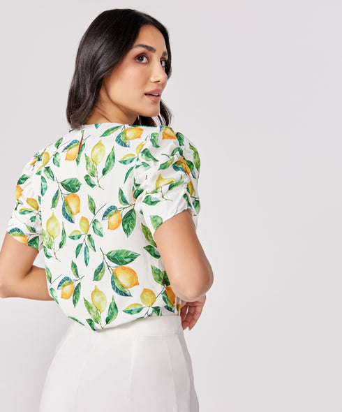 Short Sleeve Chiffon Printed Top